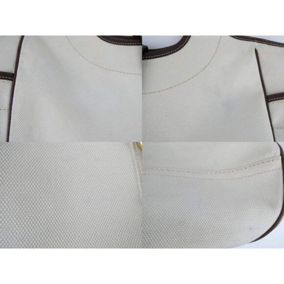 Coach Cream Chalk Brown Canvas Shoulder Bag Tote 10779 - Picture 11 of 16